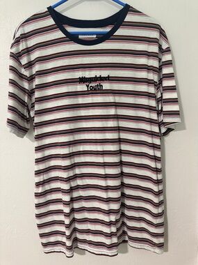 PacSun Multicolor Striped Tee with Navy Trim